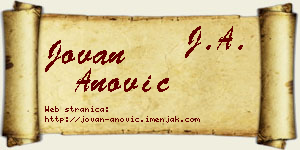 Jovan Anović vizit kartica